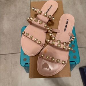 Steve Madden Blush Pearl-Studded Sandals